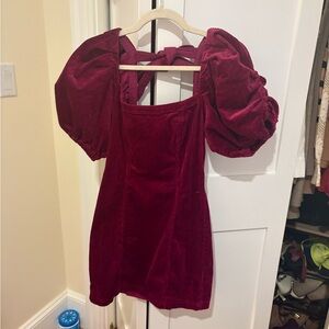 Anthropologie / Pilcro Corduroy Mini Dress in Deep Berry